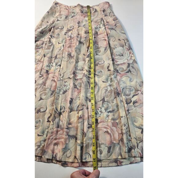 Floral 8 Pleated Vintage Skirt w Pockets 80's Toni Garment for CC Magic Neutral+ - Picture 8 of 8